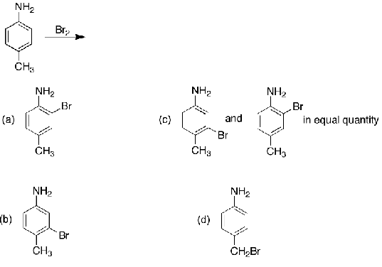 <p>What is the main product of bromination of p-methylaniline?</p>