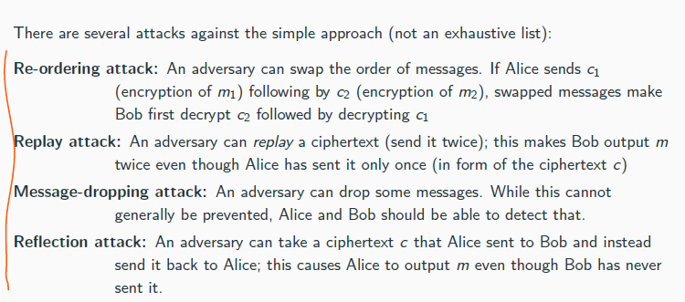 <p>Using counters can mitigate the first three attacks; a directional bit can handle the fourth one4</p>