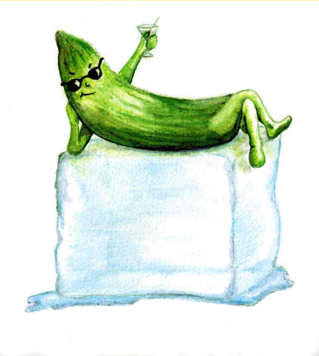 <p>As cool as a cucumber</p>