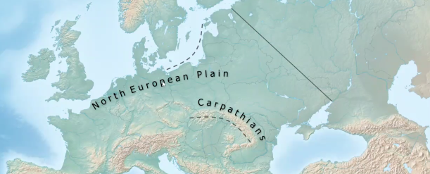<p>Stretches from France to Belarus along the northern coastline of Europe</p>