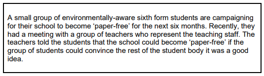 <p>Read the item and then answer the question</p><p>Use your knowledge of conformity and minority influence to explain the factors that will determine how successful the small group of students will be.</p>