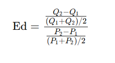 <p>when to use: comparing two points on a demand or supply curve (before and after change); asked to find elasticity over a range of prices and quantities; when you want a consistent, direction-independent result</p>