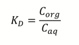 <p>The equilibrium distribution of the solute between two phases </p><ul><li><p>C<sub>org </sub>is conc of solute in organic phase</p></li><li><p>C<sub>aq </sub>is conc of solute in aqueous phase</p></li></ul><p></p>