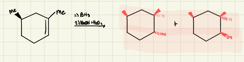 <p>Hydroboration/Oxidation</p><p>-OH goes to least subbed carbon</p>