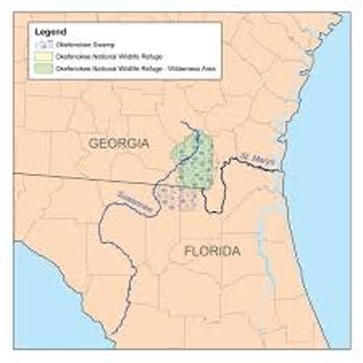 <p>Located in the southern Coastal Plain near the border with Florida</p>