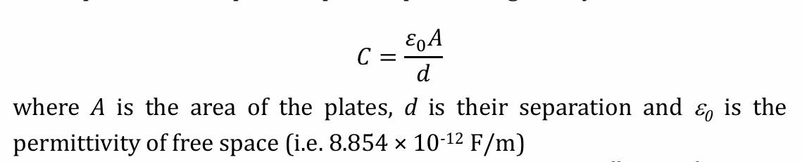 <ul><li><p>ε dependent on medium between plates</p></li></ul><p></p>