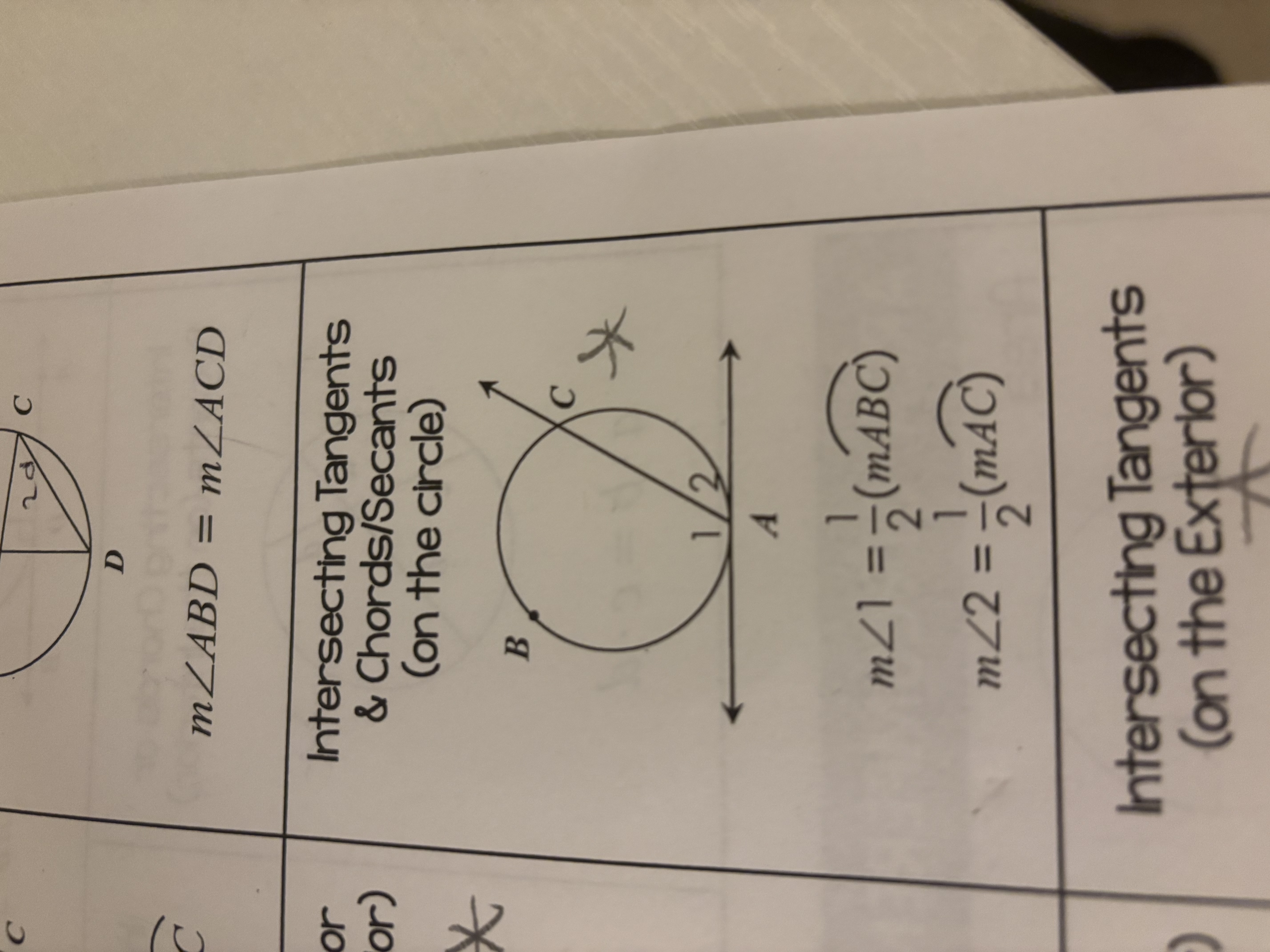 <p>Intersecting Tangents &amp; Chords/Secants (on the circle)</p>