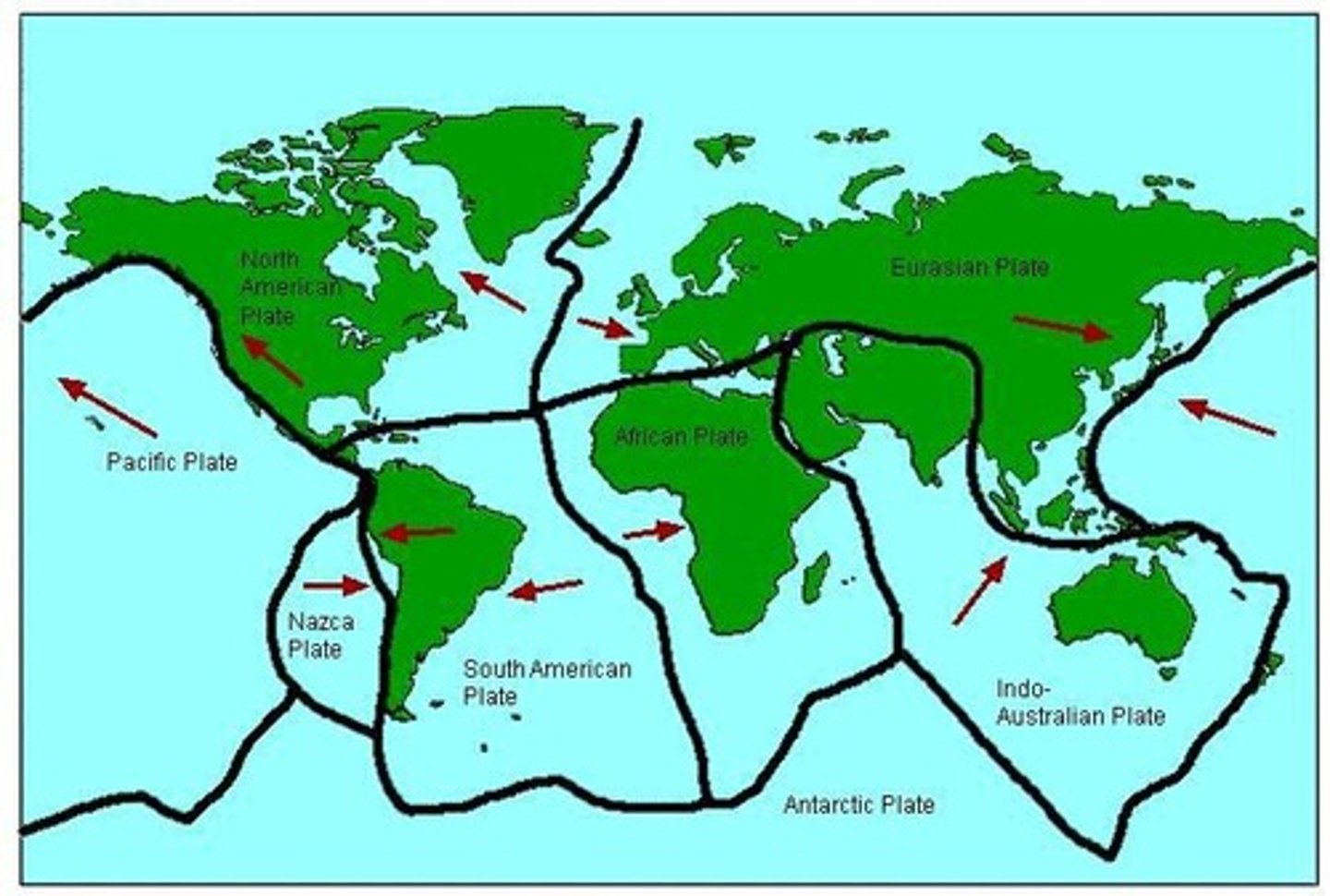<p>The Earth's crust and upper mantle (Lithosphere) are broken into sections called plates.</p>
