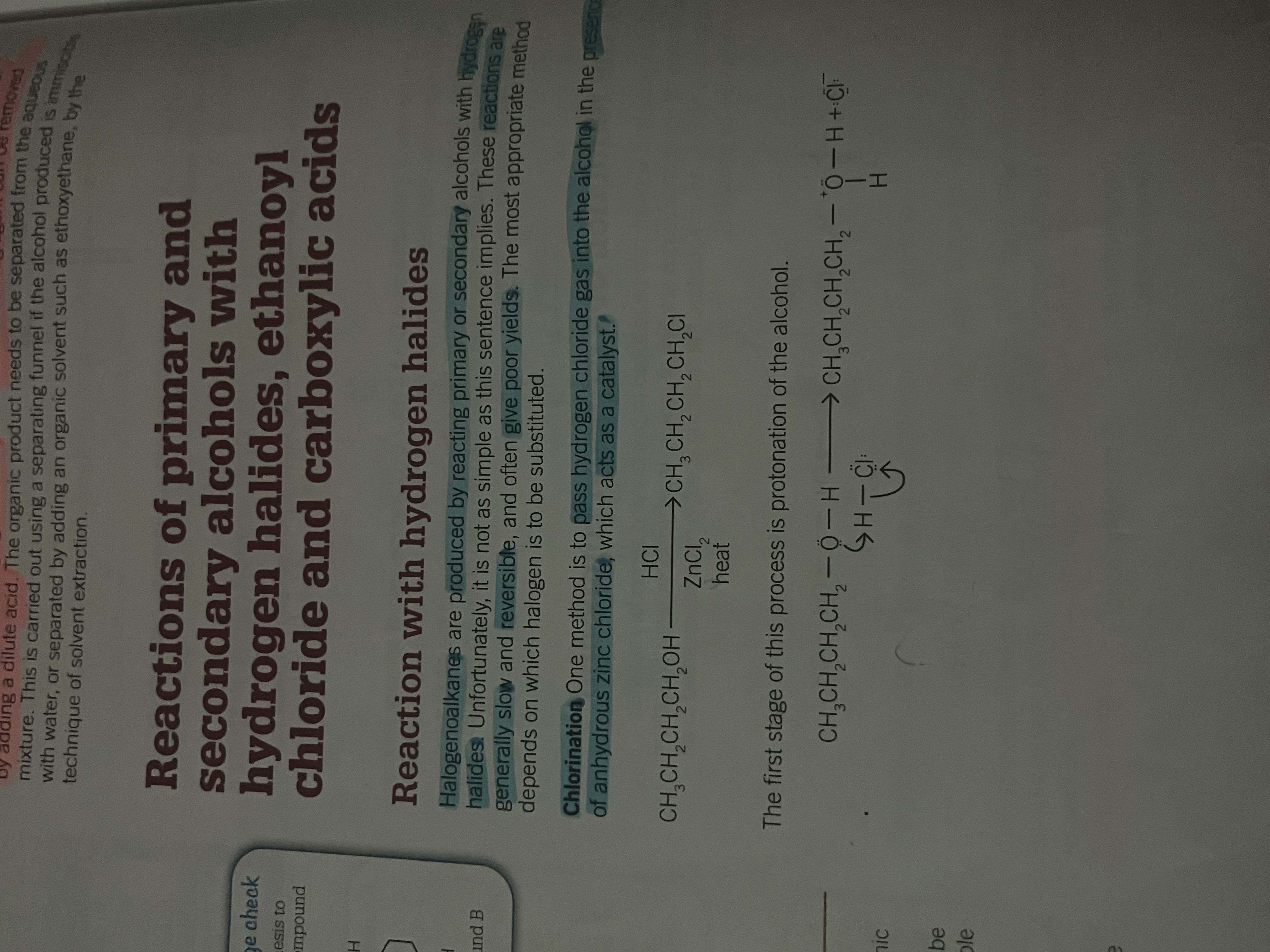 <p>Halogenoalkanes are produced by reacting the alcohols with hydrogen halides</p><p>the reactions are generally slow and reversible often giving poor yields</p>