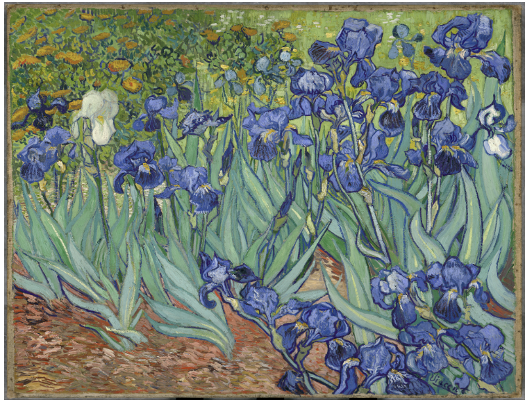 <p>Describe the color components in the painting below:</p>