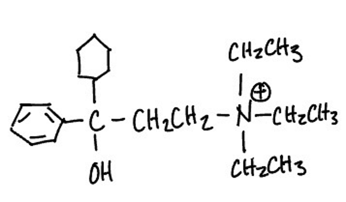 <p>synthetic muscarinic antagonist</p>