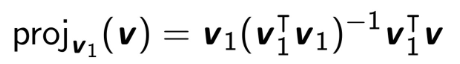 <p>What does the projection onto a vector 1-D vector space reduce to?</p>