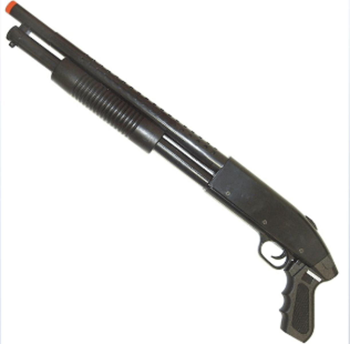 <p>-Similar to rifle except shoots a packet of spherical pellets</p><p>-Inside of barrel is not rifled</p><p>-Not accurate (spray)</p><p>-Carried by police because not aiming to kill</p><p>-Used for hunting birds and small game, close quarters/defensive combat, target shooting</p>