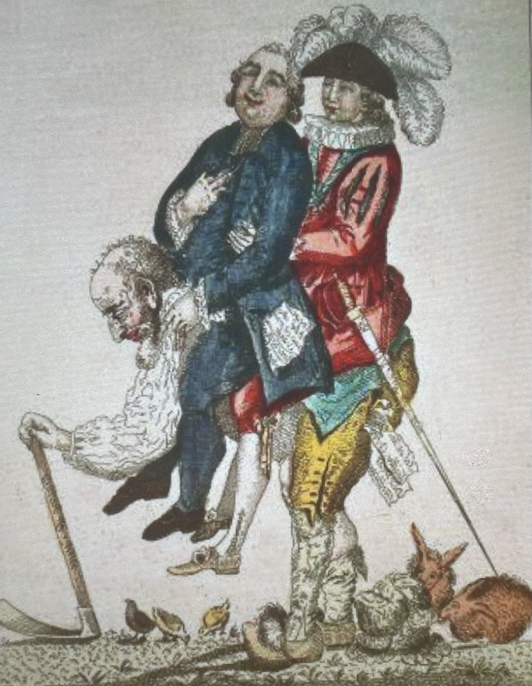<p>What does this <strong>satirical cartoon </strong>published before the Revolution show</p>