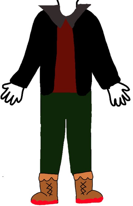 Brown boots with a bloodstain around the edges
