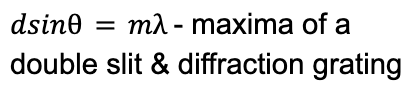 <p>maxima of a double slit grating</p>