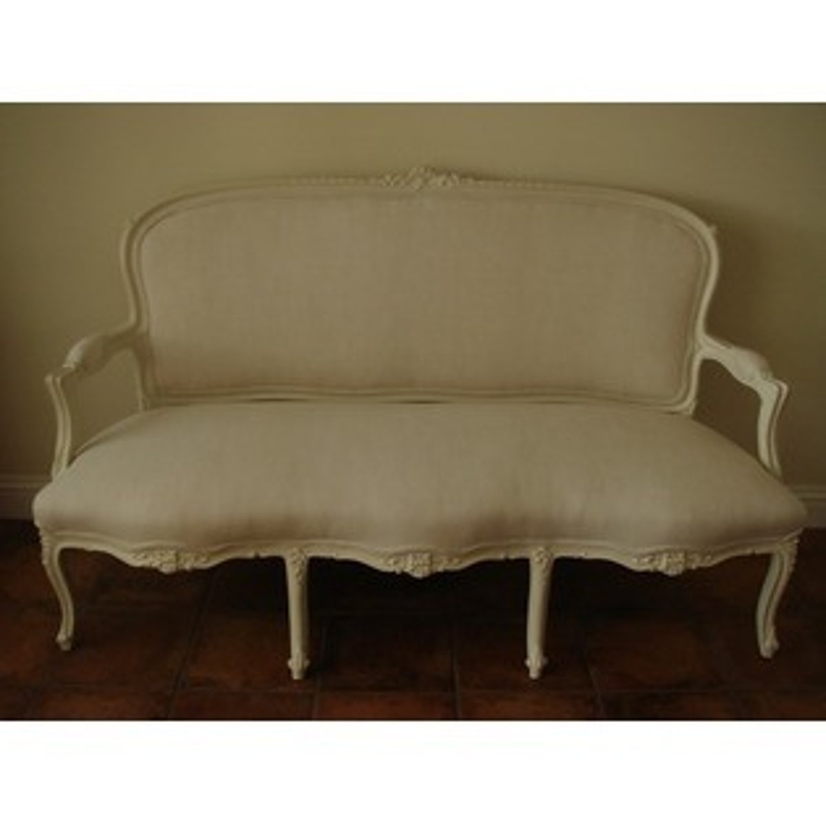 <p>French Rococo (Louis XV)</p><p>A long Fauteuil; two seat sofa with exposed frame</p>