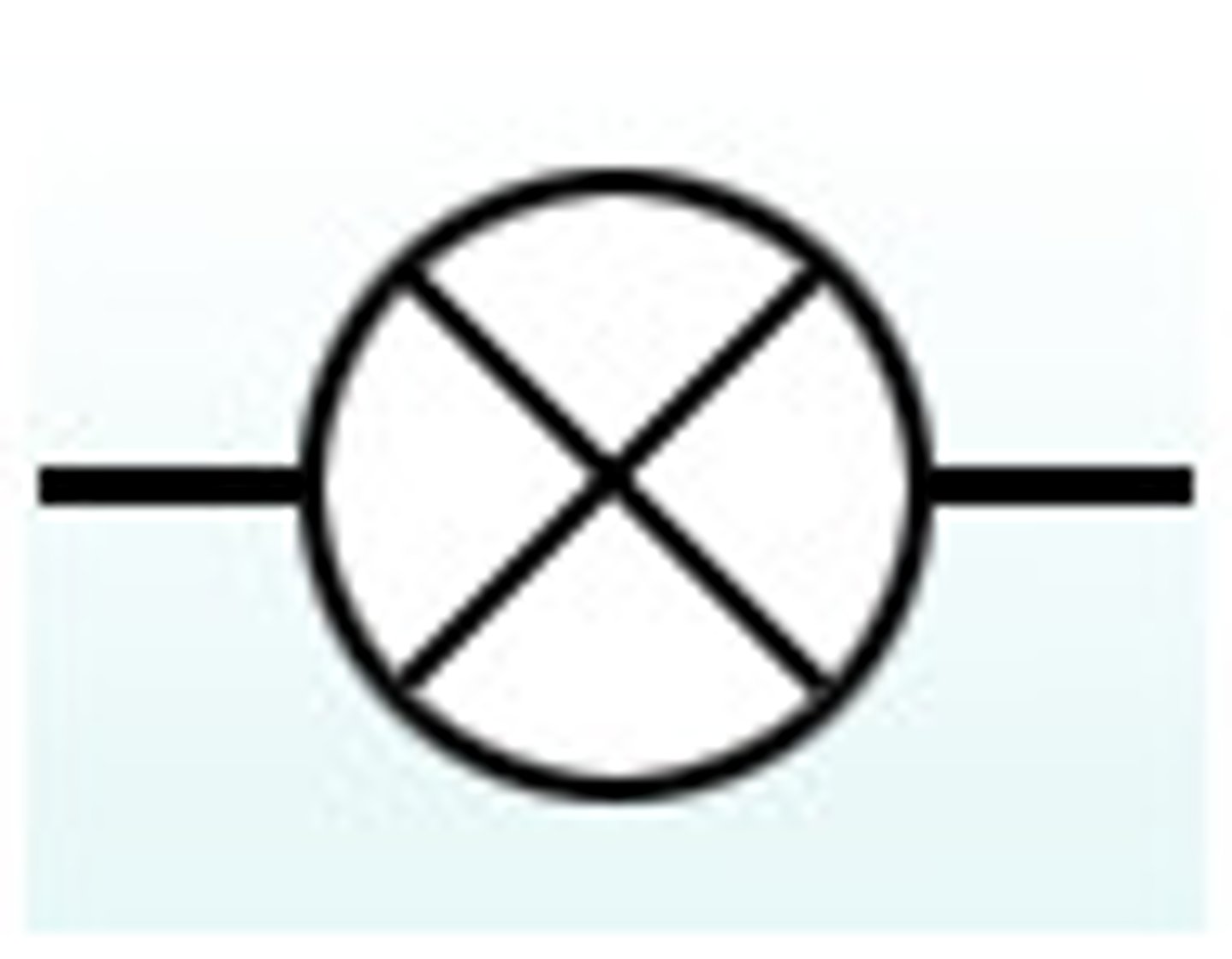 <p>circle with cross, representing shaft of arrow, labelled with I</p>
