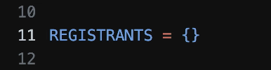 <p>What has REGISTRANTS been initialised as?</p>