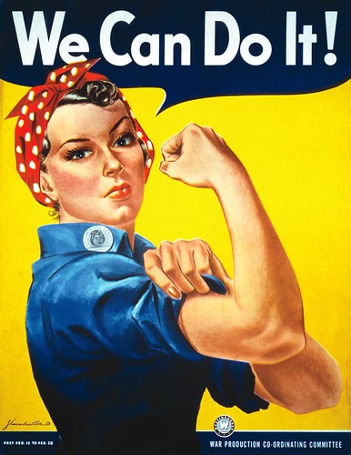 <p>symbol of American women who went to work in factories during the war</p>