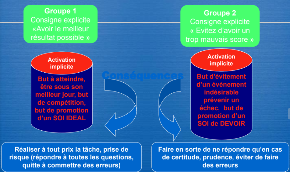 réaliser à tout prix la tâche, prise de risque/faire en sorte de ne répondre qu'en cas de certitude, prudence, éviter faire erreurs