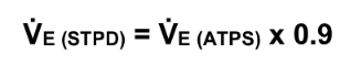 What does the expiratory volume calculation (converting STPD to ATPS) assume?