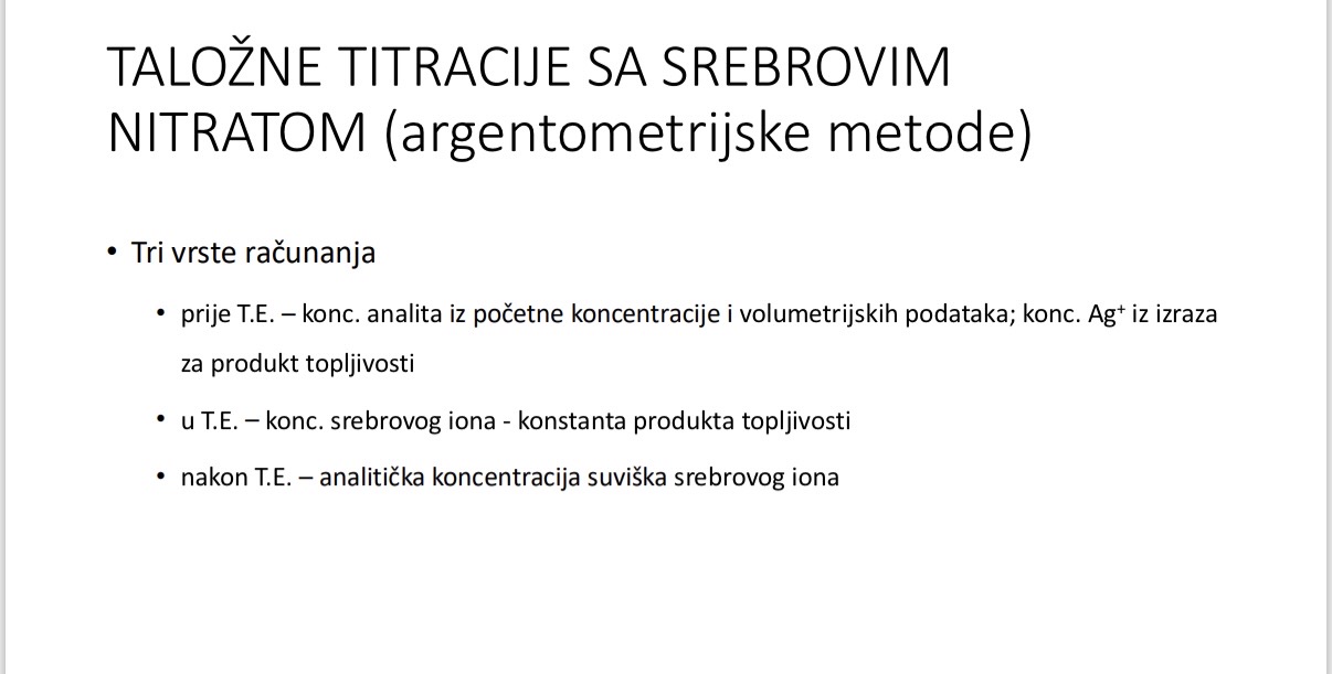 <p>Talozne titracije sa srebrovim nitratom</p>