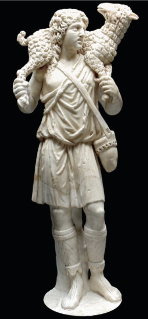 <p><span style="color: rgb(46, 22, 22);"><span>Christ as the Good Shepherd, ca. 300–350. Marble, 3’ ¼” high.</span></span></p><p></p><p><span style="color: rgb(46, 22, 22);"><span>this is an example of/means:</span></span></p>