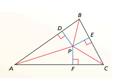The incenter of a triangle is equidistant
from the sides of the triangle.