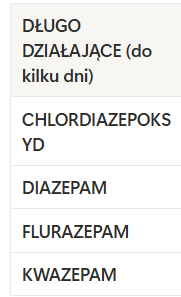 <p><mark data-color="#c8e6c9" style="background-color: rgb(200, 230, 201); color: inherit;">detoksyfikacja pacjentów uzależnionych od alkoholu</mark></p><p><mark data-color="#c8e6c9" style="background-color: rgb(200, 230, 201); color: inherit;">zapobieganie drgawek</mark></p><p><mark data-color="#c8e6c9" style="background-color: rgb(200, 230, 201); color: inherit;">leczenie nadmiernej spastyczności mięśniowej</mark></p><p><mark data-color="#c8e6c9" style="background-color: rgb(200, 230, 201); color: inherit;">jako środki uspokajające</mark>, ale nie są dobrymi nasennymi (czas działania)</p><ul><li><p>dawka nasenna jest wyższa niż anksjolityczna</p></li><li><p>długi okres aktywności może powodować senność w ciągu dnia</p></li></ul><p></p>