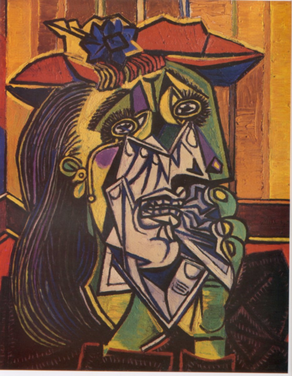<p>an artistic movement in France beginning in 1907 that featured surfaces of geometrical planes; Pablo Picasso and Georges Braque</p>