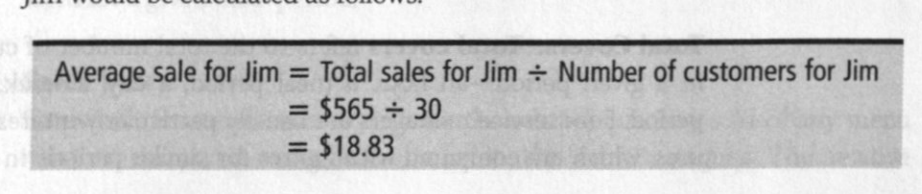 <p>average sale for server = total sales for server/number of customers for server</p>