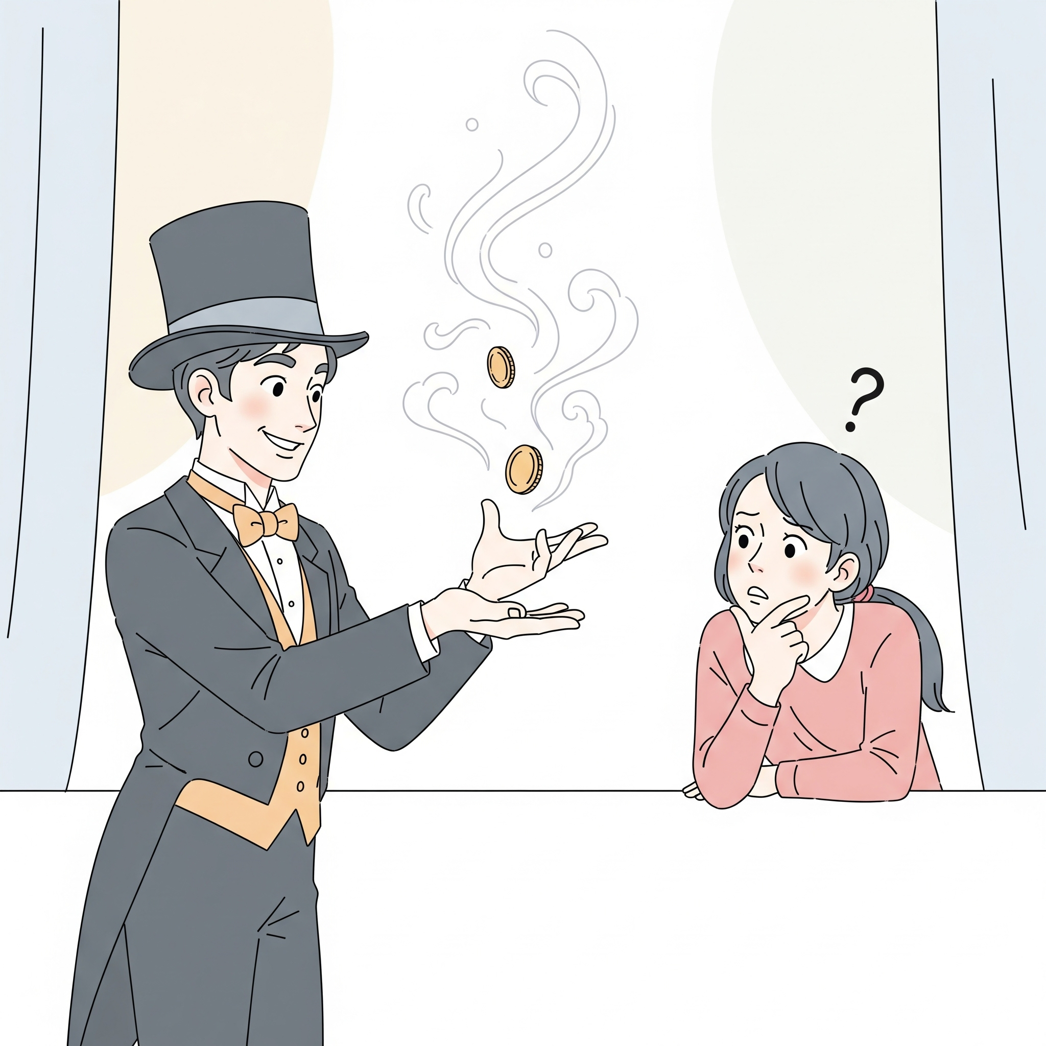 <p>You watch a magician make a coin disappear from one hand and appear in the other, even though you saw both hands were empty. You try to figure out how they did it, but no matter how hard you think, you just can't understand the trick. That's when it truly <code>????</code> you.</p>