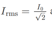 <p><span><span>the root mean square of the current, </span></span>𝐼rms=𝐼0/√2<span><span> , where </span></span><em>I</em><sub>0</sub><span><span> is the peak current, in an AC system</span></span></p>