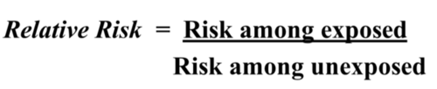 <p>ratio of risk in the exposed (tx group) divided by risk in control group</p>