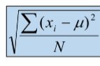 <ol><li><p>if the data set is a population the Standard Deviation is denoted by o = Image </p></li></ol><p></p>