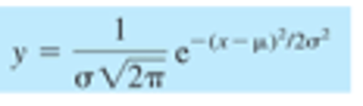 <p>represents the normal distribution of independent, random variables around a mean</p><p>random errors behave under Gaussian/normal statistics</p>