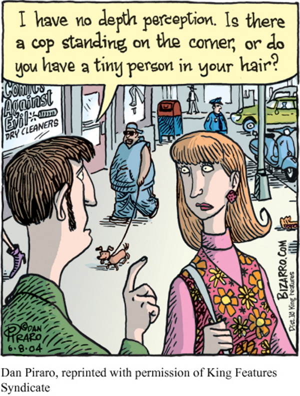 <p>If we assume two objects are similar in size, most people perceive the on that casts the similar retinal image as farther away</p>