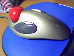 A pointing device where a ball on top of the device moves the cursor. Ideal for environments with little space. Users are less likely to suffer injuries such as RSI.