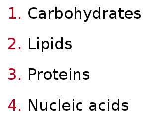 <p>Large molecules, usually 200 atoms or more, bonded together</p>