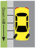 Turn your front wheels __into the curb__ or __right toward the side of the road.__ 