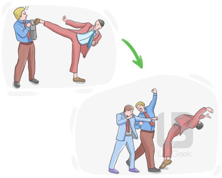 <p>To <strong>oppose</strong>, <strong>react against</strong>, or <strong>neutralize</strong> something.</p><p></p>