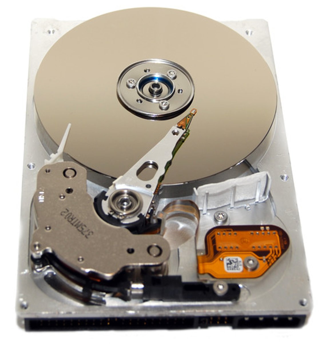 <p>A hard drive consisting of one or more metal magnetic disks permanently sealed, with an access mechanism and read/write heads, inside its drive. Slow but cheap.</p>