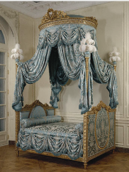 <p><span>By the mid-18th century a new bed style was introduced, named after Louis XV’s Polish queen.  alternatively known in English as a polonaise, is a type of <strong>small-</strong></span><strong>canopy bed</strong><span> which most likely <mark data-color="#ccf8ad" style="background-color: #ccf8ad; color: inherit">originated in </mark></span><mark data-color="#ccf8ad" style="background-color: #ccf8ad; color: inherit">Poland</mark><span><mark data-color="#ccf8ad" style="background-color: #ccf8ad; color: inherit"> </mark>and became a centrepiece of 18th-century </span>French furniture<span>. The curtain is topped with an elaborate crownlike centrepiece, which is connected to the four vertical corner poles of the bed frame (which are usually curved). Unlike the </span>four-poster bed<span>, the<strong> canopy is much smaller than the bed.</strong></span></p>