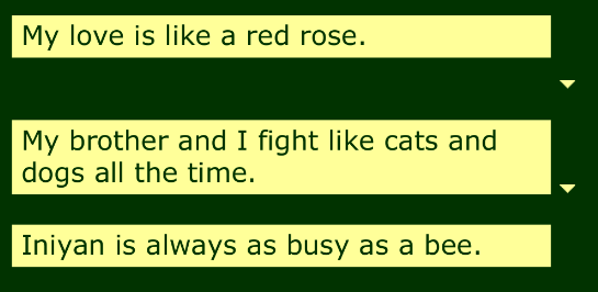 <p>comparison between two unlike things, using a word such as <strong>like</strong>, <strong>as, than, or</strong> <strong>resembles</strong>.</p>