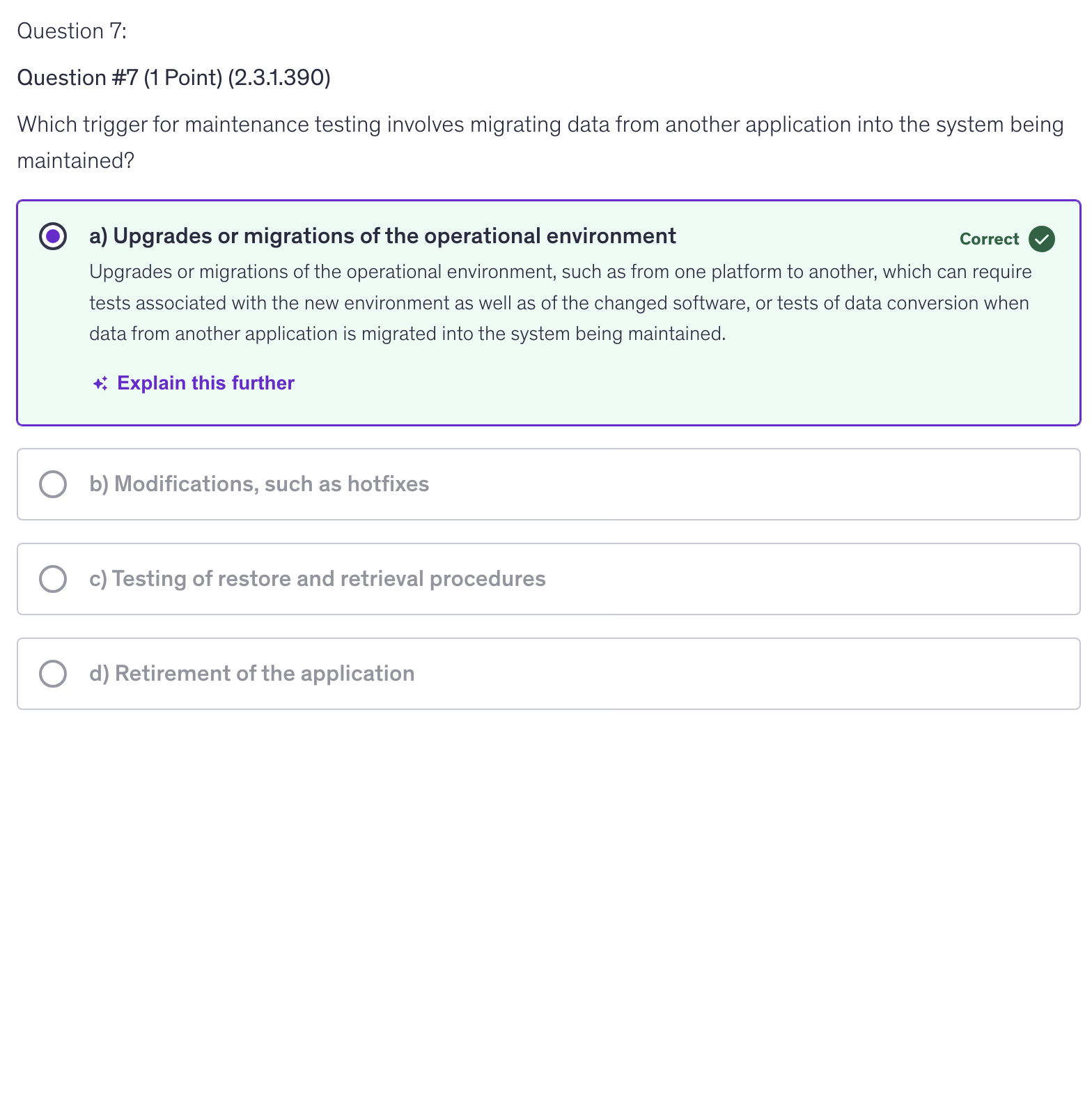 <p>a) Upgrades or migrations of the operational environment</p>