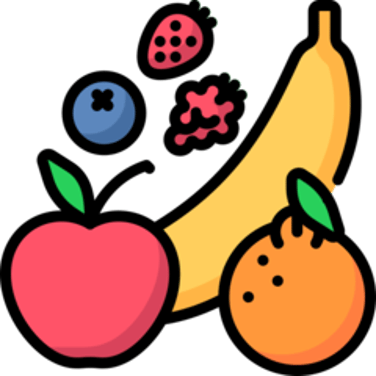 <p>(D,A): das Obst (k pl.)</p><p>(CH): die Frucht, ⸚e</p><p>(Obst kaufe ich am liebsten auf dem Markt.)</p><p>(I prefer to buy fruit at the market.)</p>