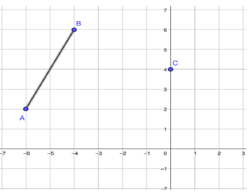 <p>State the coordinates of A' and B' after a dilation of 1/2 centered at point C. </p>