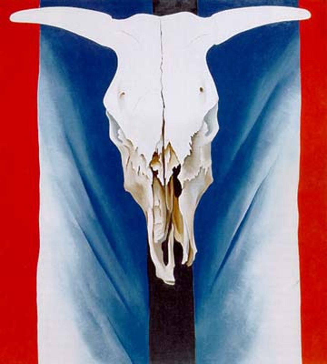 <p>Georgia O'Keeffe, Red, White and Blue, 1931</p>