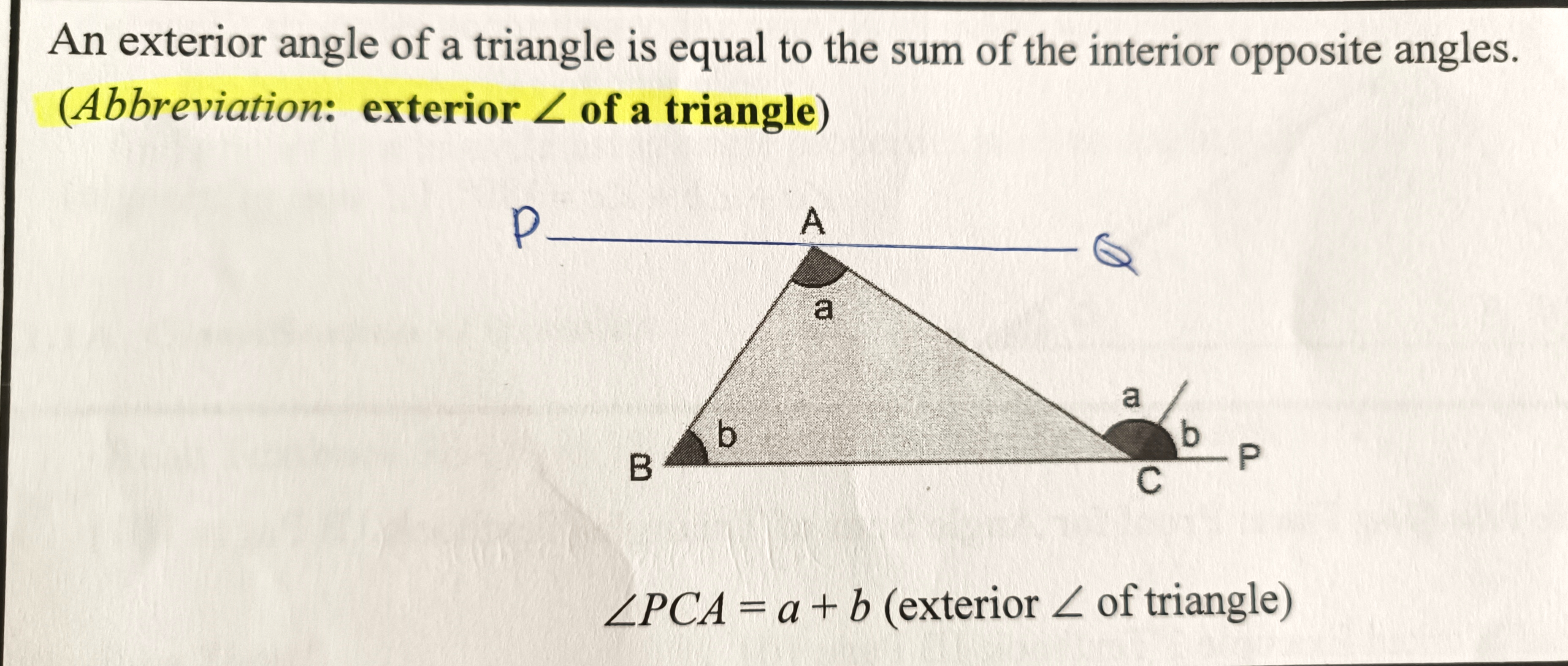 <p>exterior (angle sign) of triangle</p>